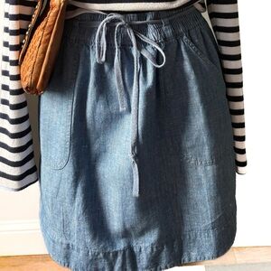 LOFT Petite Small Chambray Miniskirt Tie Waist Lightweight Comfy Summer Skirt